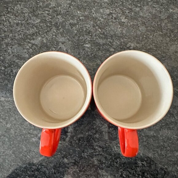 New Le Creuset Stoneware Set of 2 Cerise Red 12oz Mugs Dishwasher Safe No Chip - Picture 5 of 9
